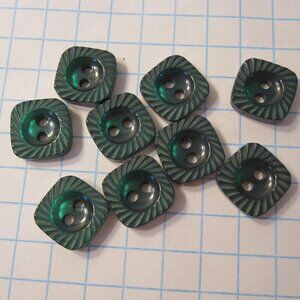 Vintage lot of Sewing Buttons - 2-Hole Pearlized Green Swirled Squares